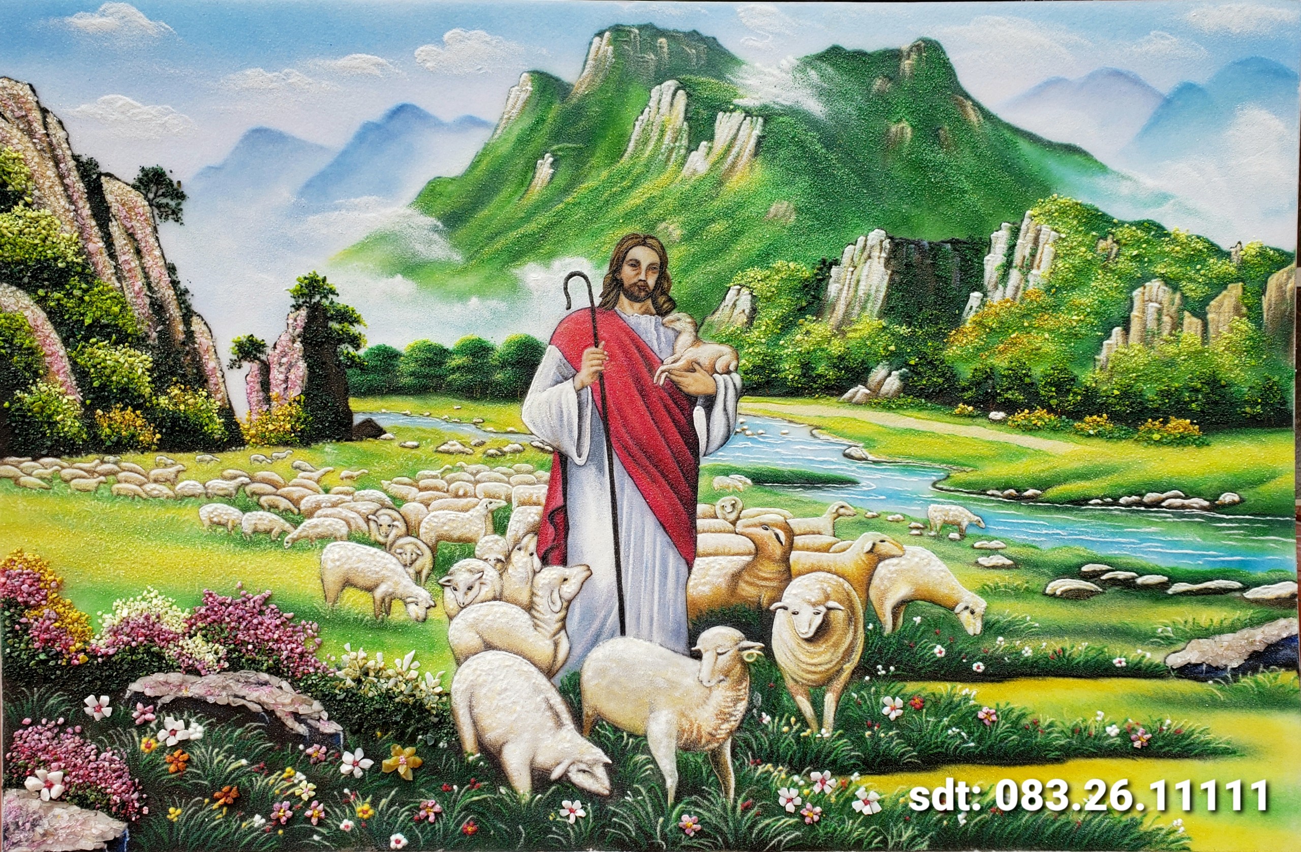 Chúa chăn đàn cừu - Tranh Đá Quý Phong Thủy 24h - Công Ty TNHH Tranh Đá Quý Phong Thủy 24h